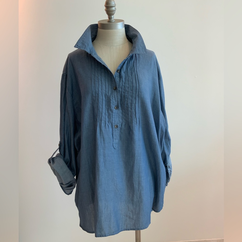Per Se by Carlisle Classic Pin Tucked Blue sz 3x NWOT